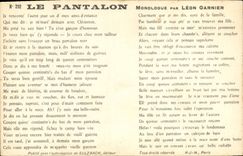 CPA Le Pantalon Monologue de Leon Garnier