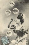 Vintage Postcard Fantasy Woman Happy new year 1905