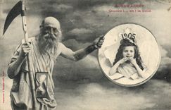 Vintage Postcard Fantasy Dead child Sickle