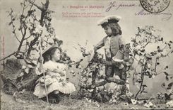 Vintage Postcard Fantasy Children Shepherdess and marquis