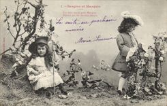 CPA Fantaisie Enfants Bergere et marquis