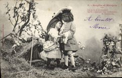 CPA Fantaisie Enfants Bergere et marquis