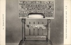 Vintage Postcard Museum of Cluny Foot and cabinet Spanish Art