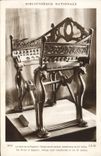 Vintage Postcard Paris Library National the throne of the king curule Dagobert Chair