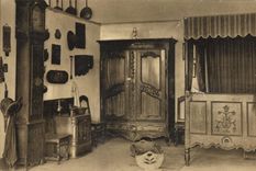 CPA Salle de l'art populaire lorrain Chambre avec lit a colonnes 