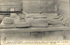 Vintage Postcard Abbey of Saint Denis Tomb of Charles de Valois Count d' Alencon and of Marie of Spain