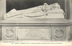 Vintage Postcard Dreux Vault St Louis Tomb of Mrs Adelaide Sister of king Louis Philippe