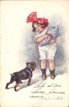 CPA Chien Chiens Chiot Enfant