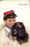 CPA Chien Chiens Chiot Enfant Generosite