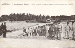 CPA Militaria Avignon 7eme regiment de genie Pont de traversee Passage du Galibier bateau a vapeur sur le Rhone