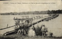 CPA Militaria Avignon Travaux du 7eme Genie Repliement d'un pont de Chevalets et de bateaux sur le Rhone