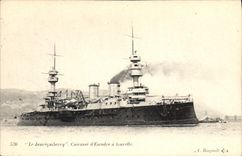 Vintage Postcard Bateau Jaureguiberry Cuirasse squadron has turret