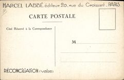 Vintage Postcard Reconcilation Waltzes Millandy Closset Vorelli Marcel Labbe Rue of the Paris Crescent