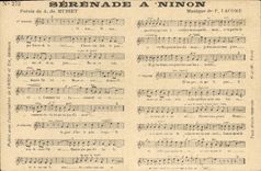 Vintage Postcard Serenade has Ninon Alfred de Musset Lacme