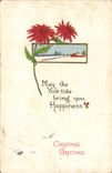 Vintage Postcard Fantasy Flowers Christmas