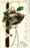 CPA Fantaisie Fleurs Bonne annee Cloche