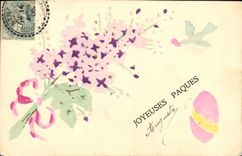 CPA Fantaisie Fleurs Paques