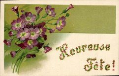 Vintage Postcard Happy Fantasy Flowers Festival