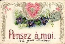 Vintage Postcard Fantaisie Flowers Think has me
