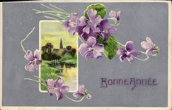 CPA Fantaisie Fleurs Bonne annee