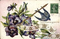 CPA Fantaisie Fleurs Temoignage d'amitie