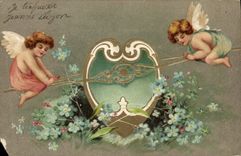 CPA Fantaisie Fleurs Ange