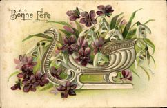 CPA Fantaisie Fleurs Bonne fete