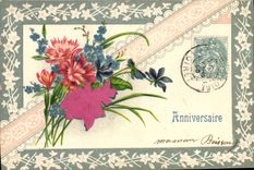 Vintage Postcard Fantasy Flowers Birthday