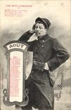 CPA Fantaisie Les mois comiques Aout Militaria
