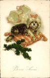 CPA Chien Chiens Chiot Bonne annee