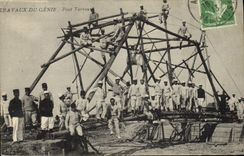 Postal Militaria Trabajos de la ingeniería Puente Tarron