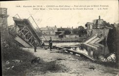CPA Militaria Choisy au Bac Pont detruit par le Genie Francais 