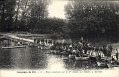 CPA Militaria Pont construit par le 1er Genie sur l'Oise a Stors