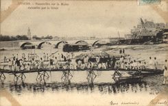 Vintage Postcard Militaria Angers Footbridges on Maine executees by the Genius