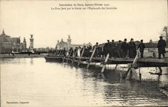 Vintage Postcard Militaria Flood of Paris January February 1910 bridges built by the Genius on the Esplanade of the Invalids