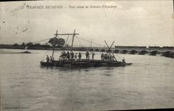 Vintage Postcard Militaria Work of the Genius Bridge flying of boats of crew