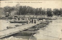 Vintage Postcard Militaria Avignon 7th Genius Operations of bridge Opening of door