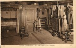 Postal Folclore Alsacia Vagada alsaciano la habitación campesina