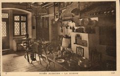 Postal Folclore Alsacia Vagada alsaciano la cocina