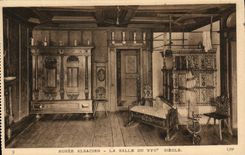 Postal Folclore Alsacia Vagada alsaciano la sala del 17.o