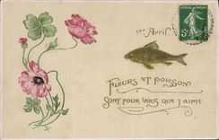 CPA Fantaisie Fleurs Poisson 1er Avril 