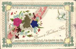 CPA Fantaisie Fleurs Colombe 