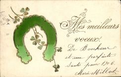 CPA Fantaisie Fleurs Fer a cheval 