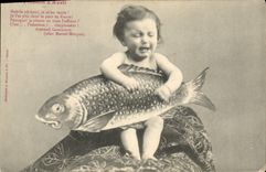 CPA Fantaisie Enfant Poisson d'avril 