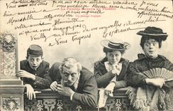 Vintage Postcard Fantasy Woman the family Durand with the theater a tragic passage