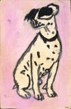 Vintage Postcard Dog Pup Dogs (drawing has the hand)