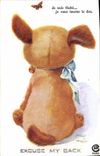 Vintage Postcard Chien Pup Dogs Excuses my back Papillon