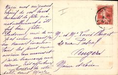 Vintage Postcard Chien Pup Dogs the muzzle has Papa