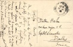 Vintage Postcard Militaria the bridge of Triport close to Meaux a German car fell has water