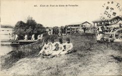 Vintage Postcard Militaria School of the bridge of Genius of Versailles